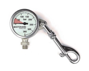 Best divers Pressure Gauge capsule mith carabiner 360bar