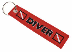 Porte-clés „DIVER“ rouge – robuste, bien visible, prêt pour la plongée